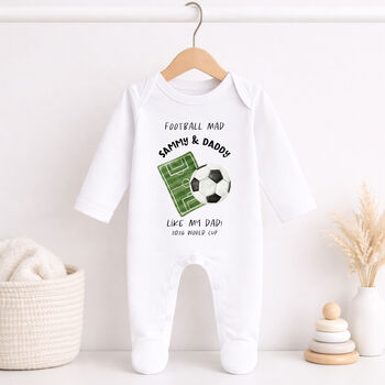 Personalised Football Mad Baby Outfit, 3 of 8