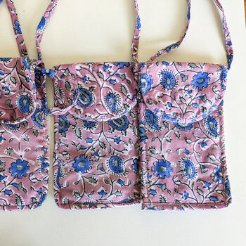 Block Print Mobile Phone Purse Fair Trade Crossbody Bag, 11 of 11