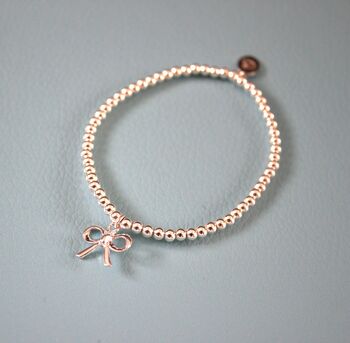 Bow Sterling Silver Ball Bead Bracelet, 2 of 7