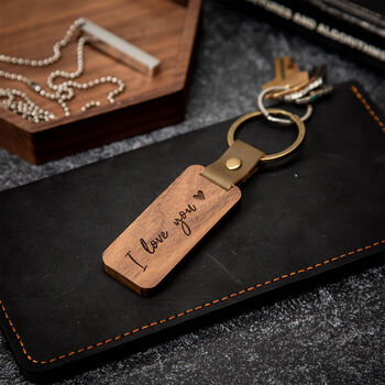 Personalised Wooden And Leather Keyring For Men, 2 of 6
