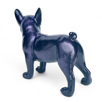 Standing French Bulldog Figurine, Purple Sparkle Finish, 5 of 7