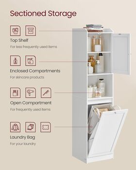 Tall Bathroom Tower With Laundry Hamper, 3 of 6