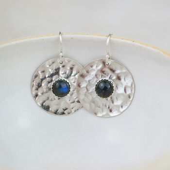 Sterling Silver Semi Precious Shield Earrings, 8 of 12