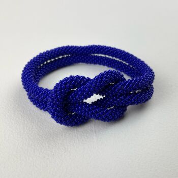 Fair Trade Handmade Glass Bead Knot Tube Bracelet, 9 of 12