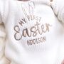 My First Easter Embroidered Personalised Ears Baby Cardigan Three Colours Available, thumbnail 3 of 12