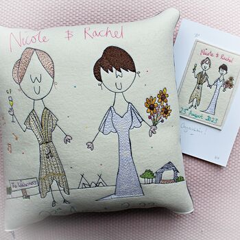 Personalised Embroidered Wedding Gift Cushion, 4 of 12