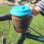 Personalised Reusable Coffee Cup Leather Bike Holder, thumbnail 3 of 5