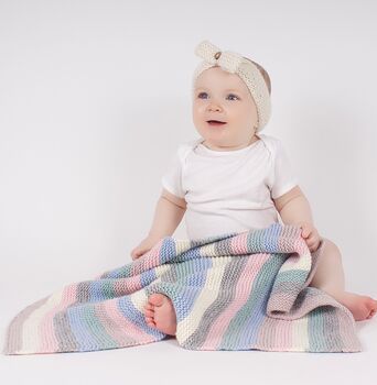 Stripy Baby Blanket Knitting Kit, 2 of 12