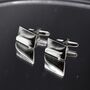 Silver Wave Cufflinks Minimal Men Gift 316 L Stainless Steel Modern Design, thumbnail 1 of 4