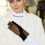 Leopard Suede Stretchy Fabric Applique Gloves, thumbnail 5 of 12