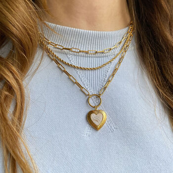 Gold Plated Semi Precious Agate Heart Necklace, 4 of 7