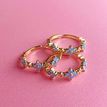 Forget Me Not Flower Gold Plated Ring, 9 of 10