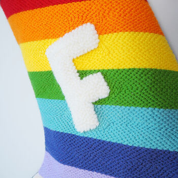 Rainbow Stripe Monogram Christmas Stocking, 3 of 3