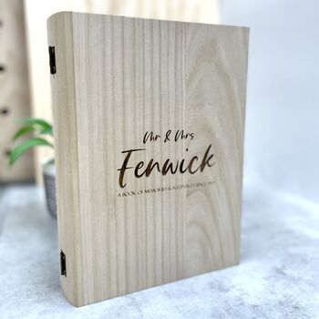 Personalised Wooden Book Shaped Keepsake Box, 6 of 7