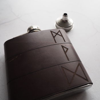 Personalised Viking Rune Leather Hip Flask, 7 of 7