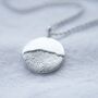 Recycled Silver Moonrise Fingerprint Charm Necklace, thumbnail 5 of 8