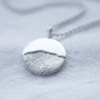 Recycled Silver Moonrise Fingerprint Charm Necklace, 5 of 8