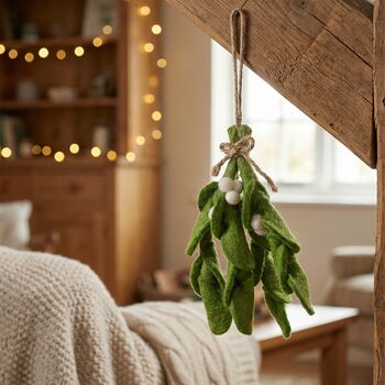 Handmade Felt Biodegradable Mistletoe Sprig, 6 of 6