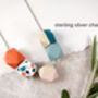 Coral Terrazzo, Sage Pink And Teal Geometric Necklace, thumbnail 4 of 7