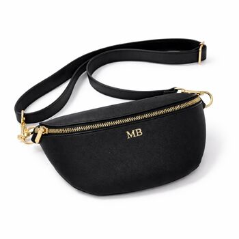 Personalised Custom Embossed Monogram Saffiano Leather Saddle Cross Body Bag, 3 of 4