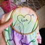 Custom Love Heart Hand Embroidered Tie Dye T Shirt, thumbnail 2 of 8