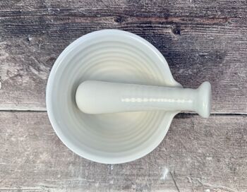 White Ribbed Pestle And Mortar, 3 of 4