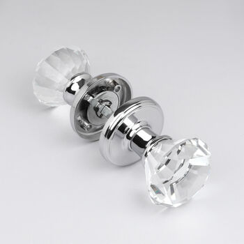 Diamond Crystal Faceted Clear Glass Mortice Door Knob, 5 of 5