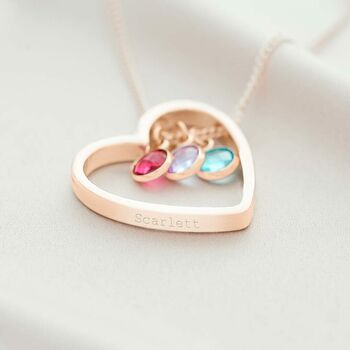 Family Birthstone Heart Personalised Necklace, 7 of 12