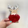Christmas Reindeer With Pom Pom Scarf, thumbnail 3 of 4