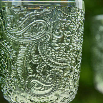 Set Of Four Green Paisley Wine Goblets, 4 of 7