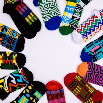 Afropop Socks Gift Set Mystery Box Of Five Socks, 6 of 6