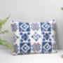Marisol Feather Cushion, Blue And Orange Design, thumbnail 2 of 2