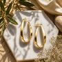 Ribbon Teardrop Curved Sterling Silver Hoop Earrings, thumbnail 7 of 11