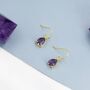 Sterling Silver Dark Amethyst Purple Pear Cut Cz Drop Earrings, thumbnail 2 of 12