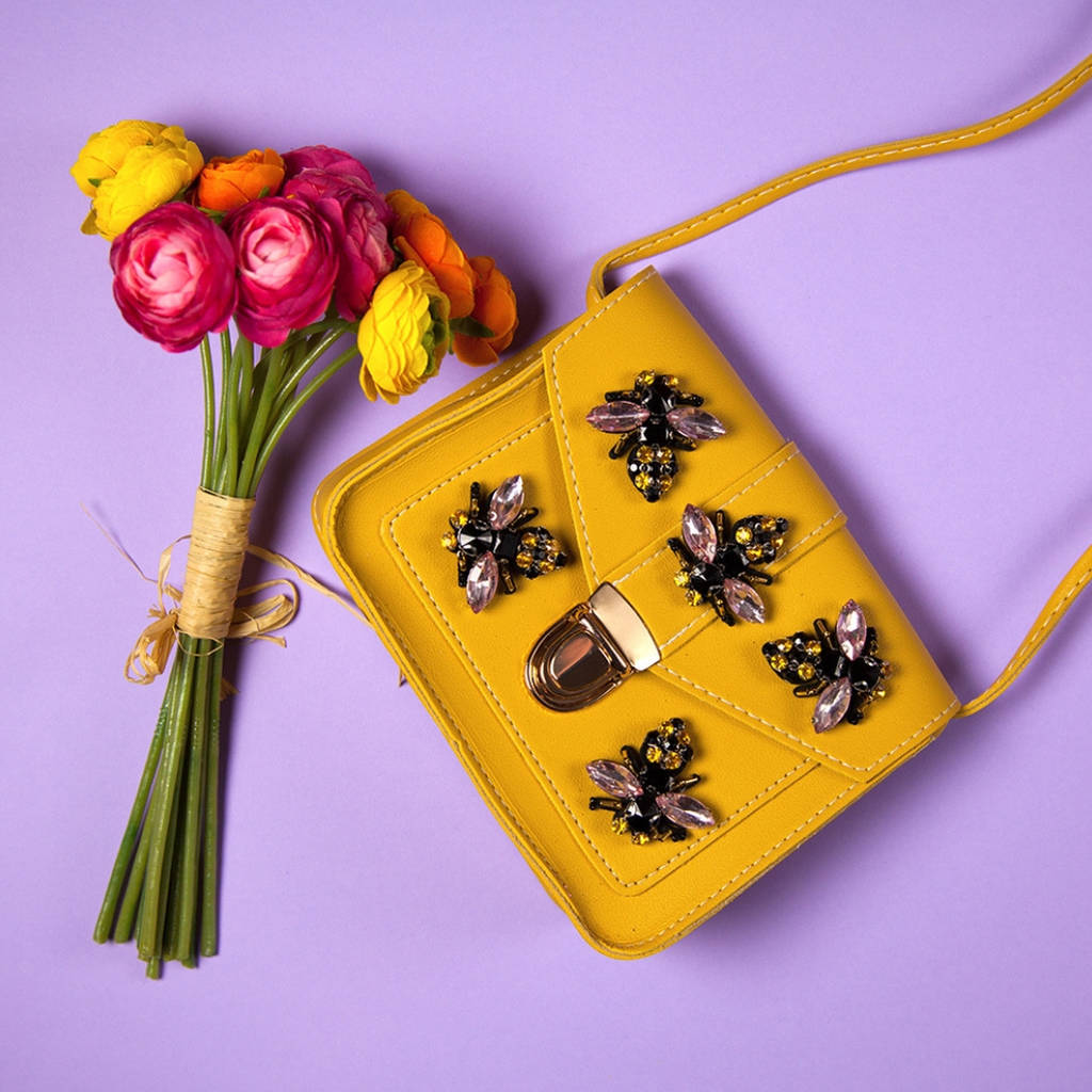 Vegan Bee Satchel Bag In Yellow By GG's Pin-up Couture ...