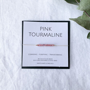 Pink Tourmaline Silk Bracelet October Birthstone, 3 of 6