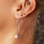 Long Silver Pearl Earrings, thumbnail 1 of 7