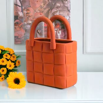 Orange Garden Weave Basket Handbag Vase, 8 of 8