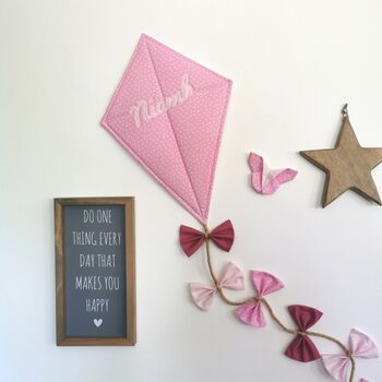 Personalised Pink Hanging Kite Decor, Baby Girl Room Wall Art, 11 of 12