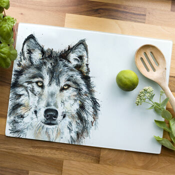 Inky Wolf Glass Worktop Saver, 5 of 6