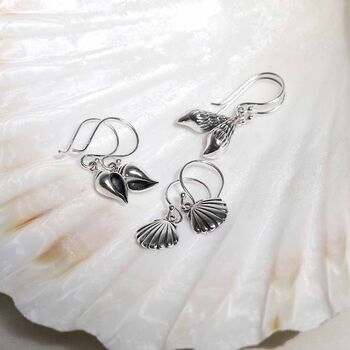 Sterling Silver Spiral Shell Dangly Earrings, 4 of 7