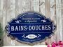 Large 51cm Blue French “Bain Douches” Bath Shower Metal Sign, thumbnail 1 of 8