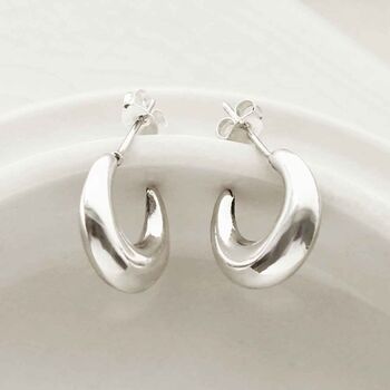 Sterling Silver Bold Hoop Stud Earrings, 8 of 9