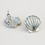 Scallop Shell Post Stud Earrings, thumbnail 3 of 3