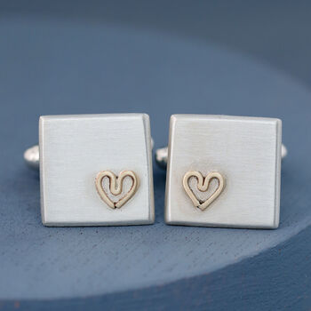 Personalised Wedding Cufflinks. Gold Heart Cufflinks, 3 of 9