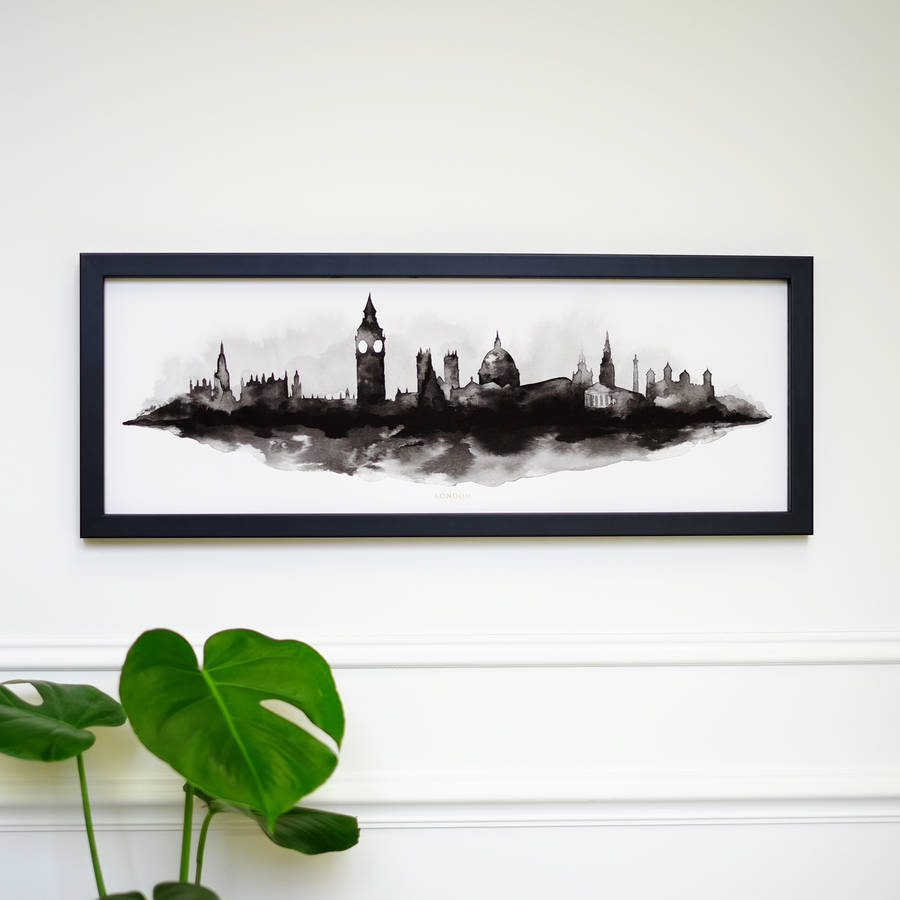 inky london skyline giclée print by yve print co