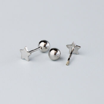 Sterling Silver Dainty Star Screw Back Stud Earrings, 3 of 6