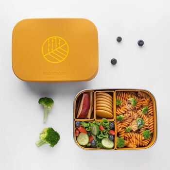 Stainless Steel Lunchbox With Organisers Mustard, 5 of 11