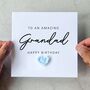 Personalised Blue Crochet Heart Grandad Birthday Card, thumbnail 1 of 3