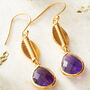 Amethyst Gold Plated Silver Coffee Bean Drop Earrings, thumbnail 4 of 10
